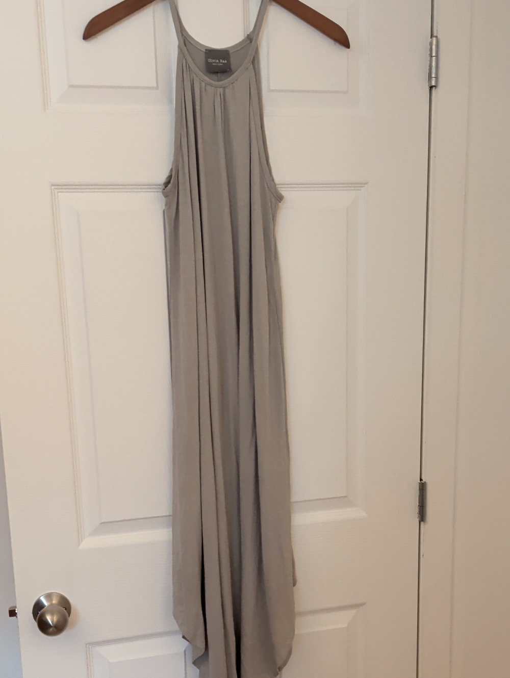 Olivia Rae Light Gray Halter Maxi Jumpsuit